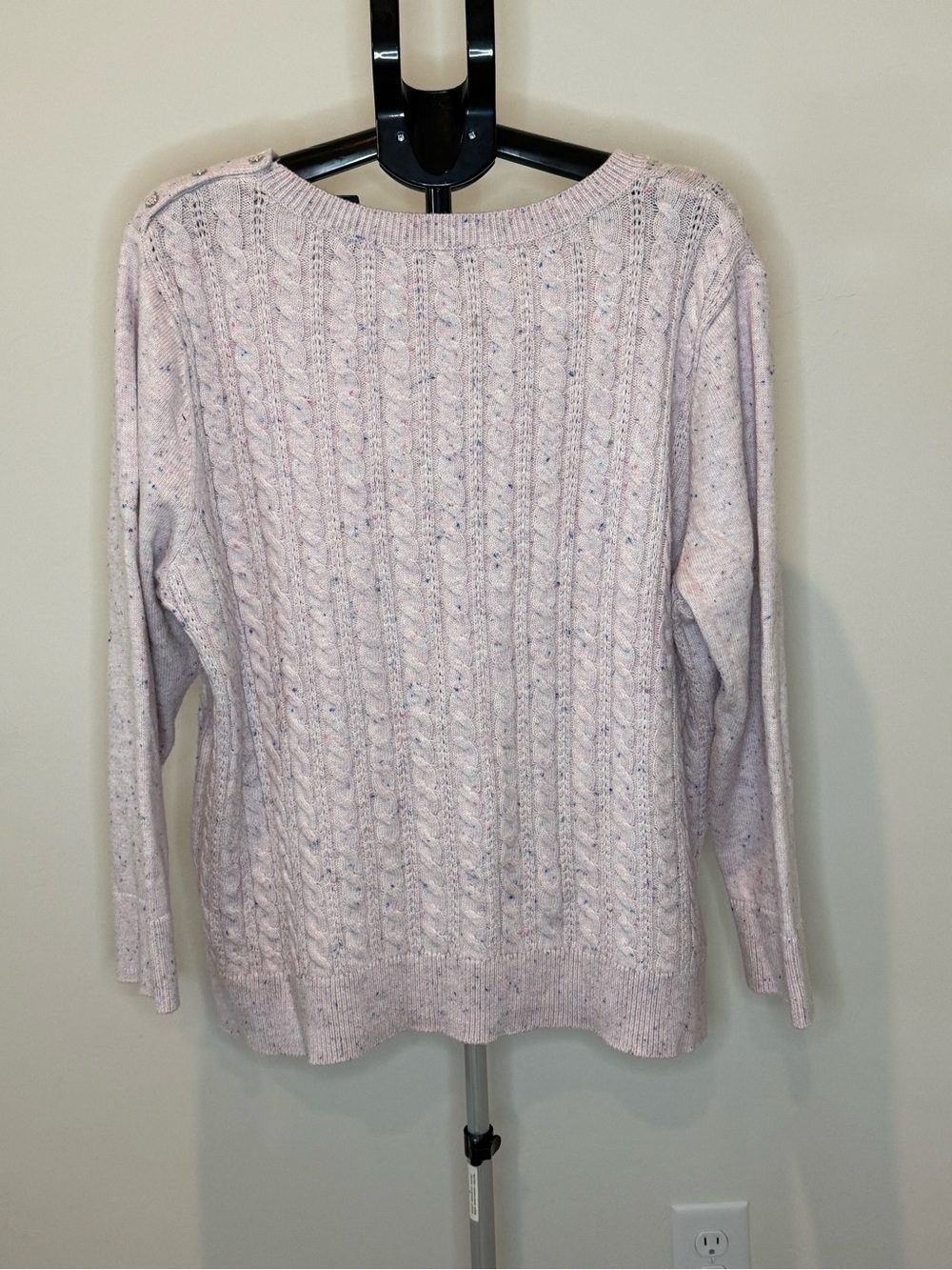 Talbots Plus 3X Pink Cable Knit Confetti Speckled Sweater - Picture 5 of 10